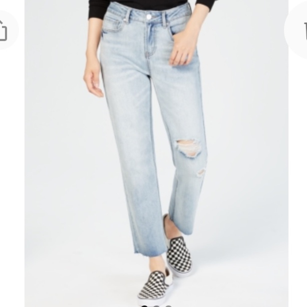 NEW Indigo Rein High Rise Distressed Ankle Raw Hem Jeans, Size 25, Junior Size 3